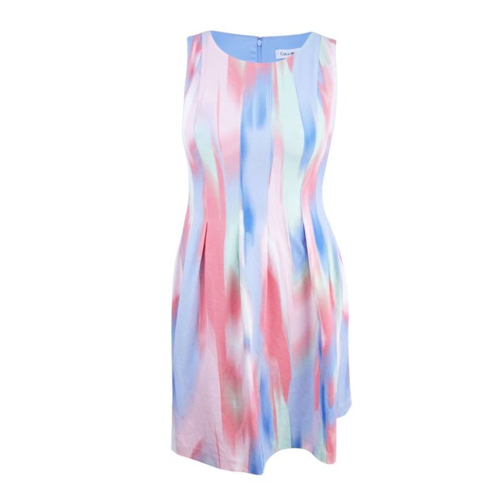 Calvin Klein Women's Sleeveless Sheath Dress 12, Blue Multi